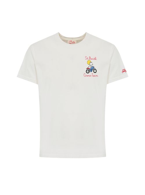 T-shirt con stampa e ricamo Snoopy Cross Team Mc2 Saint Barth | TSHIRT MAN03089H SNOOPY CROSS 01N EMB